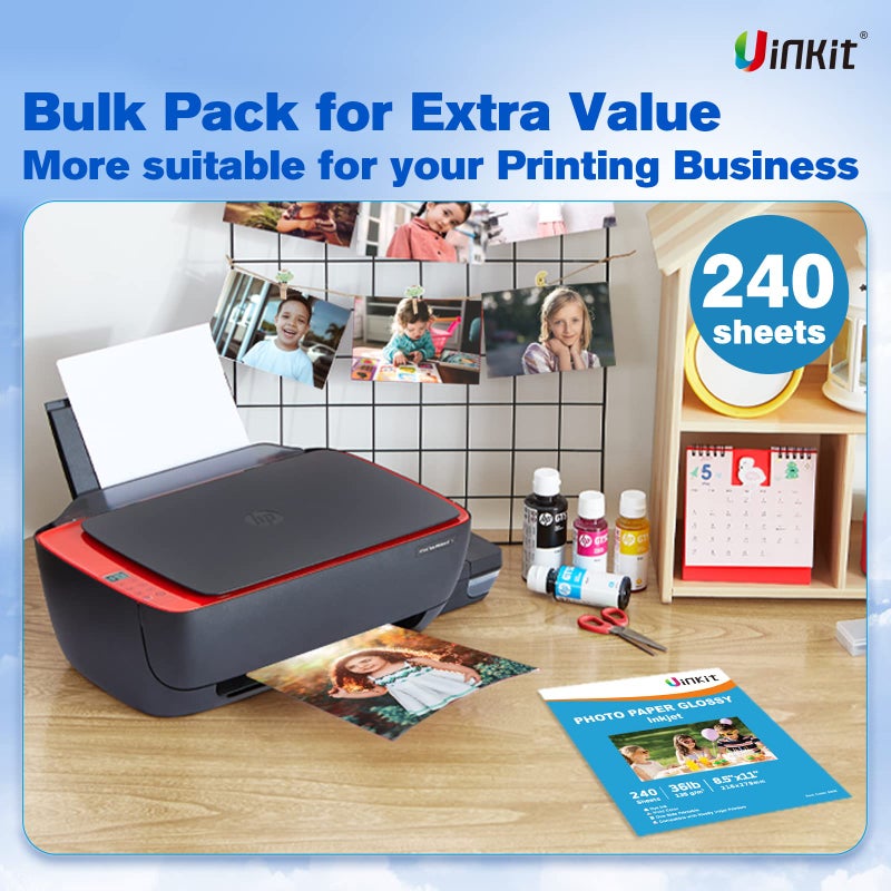 Uinkit 37lb Thin Flyer Paper Glossy 8.5x11 Inkjet 240 sheets Single Side DIY Chip Bag 135gsm Photos Picture for Inkjet Printer with Dye Ink Printer Letter size A4 Brochure - Image 4